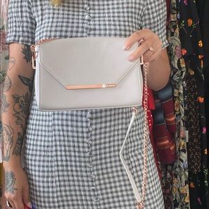 NWOT Ted Baker Gray and Rose Gold Crossbody Bag